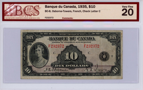 French 1935 bank canada 10 - 1935, $10