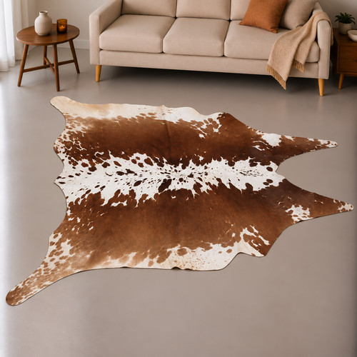 Genuine brown white cowhide - genuine,