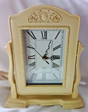 Vintage French style cheval mirror look clock - quartz battery powered - cream.