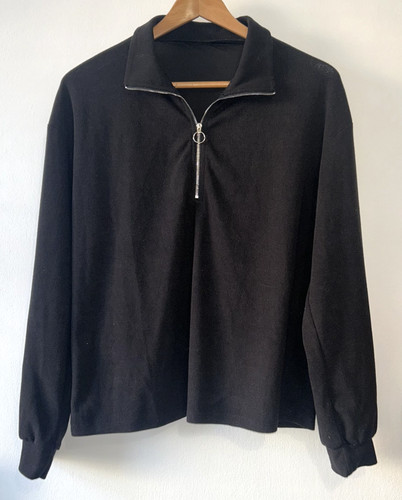 Shein black quarter zip - black,
