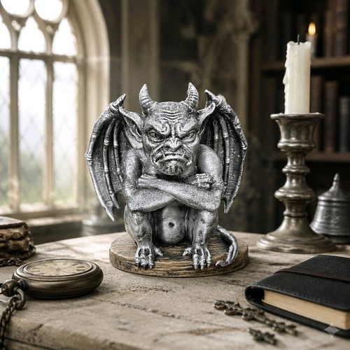 Grumpy gargoyle gothic statue - grumpy,