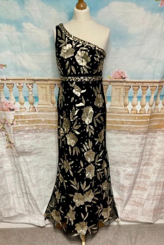 Black gold sequin maxi - black, dress