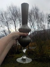 Vintage MCM Tall Smokey Cased Empoli Art Glass  Vase 13" /33cm Tall (Cab1)