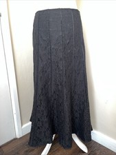 Per Una Black Long Lace Effect Cotton Blend Skirt Size 18 Length 34” Fully Lined