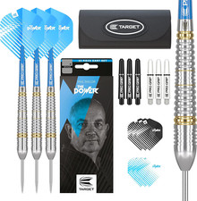 Target Phil Taylor Brass Steel Tip Darts Set - 22g - Flights, Stems and Wallet