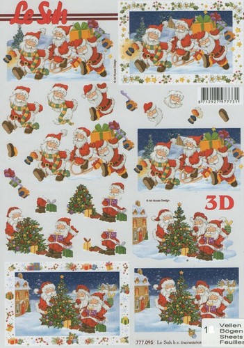 Christmas santas decoupage - santas, a4