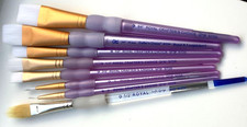 Royal & Langnickel - 8 SOFT GRIP BRUSHES - sizes  0  3  3/8"  1/2"  3/4"