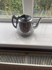 Vintage English Willow Ware Swan Brand Chrome Coffee Pot 6 cups 2 pint Oriental