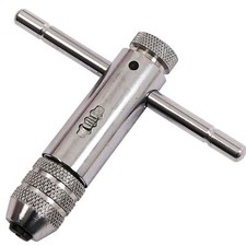 RATCHET TAP WRENCH Heavy Duty Chrome Plated M3-M8 T Bar Handle Plumbing Holder