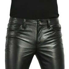 Mens Black Leather Trousers