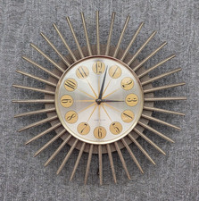 VINTAGE WESTCLOX SUNBURST / STARBURST WALL CLOCK PULL CORD WINDER - WORKING