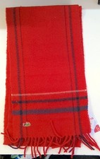 Vintage LACOSTE 100% Wool Red and Black Plaid Scarf - CG A10