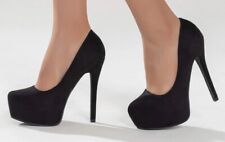 LADIES BLACK FAUX SUEDE PLATFORM COURT SHOES SIZE 8 TRANSVESTITE TV CD DRAG