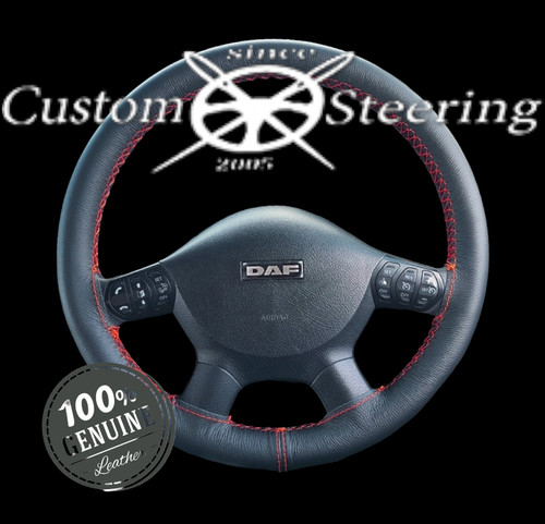Black leather steering wheel - black,
