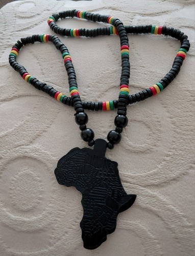 Africa map wooden necklace - africa,