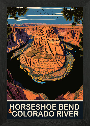 Horseshoe bend framed wall - bend, art