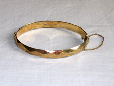 Vintage Retro 22ct Gold on Sterling Silver Hinged Bangle London Hallmark 1966