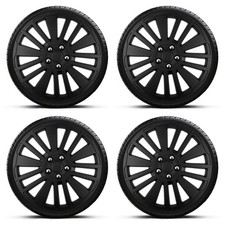 Wheel Trims 15" Black Scuba Hub Caps Cover x4 Fits Citroen Picasso
