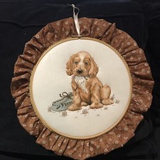 Wall Hanging Cushioned Hoop Potpourri - Embossed Cocker Spaniel Puppy Print 15”