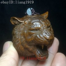 Old Japanese Boxwood Hand Carved Force Tiger Figure Statue Netsuke Gift H 2 inch