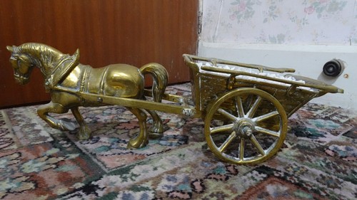 Brass horse and cart - , vintage