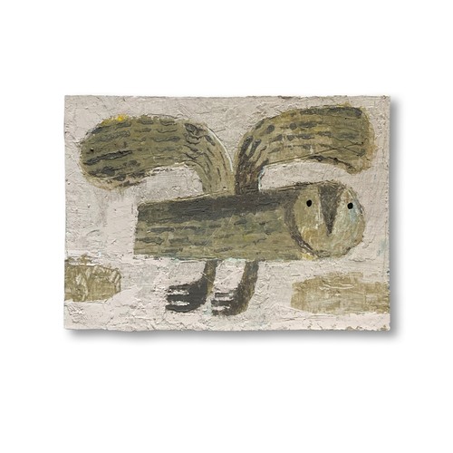 Flying owl aceo original - owl",