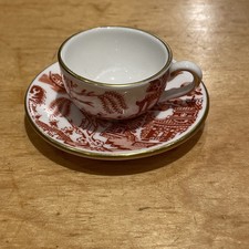 Coalport Miniature Willow Brown & White Tea Cup & Saucer Bone China, VGC
