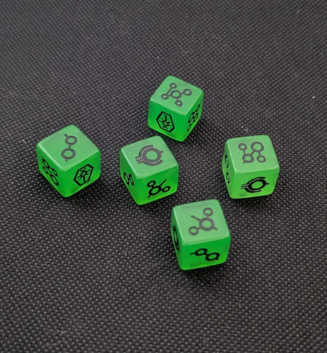40k necrons dice glow in - x5,