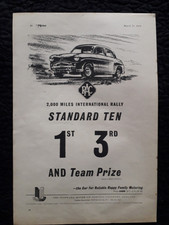The Standard Ten RAC Rally Vintage Original Classic Car Magazine Advert