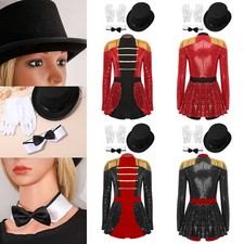 Womens Bodysuit Medieval Circus Clothes Ringmaster Christmas Fake Collar Cosplay