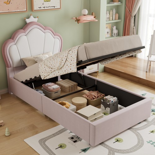 Ottoman bed 3ft single pink - 3ft,
