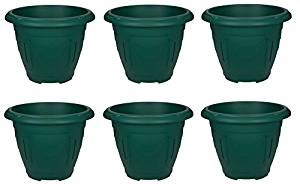 Green round venetian pot - green,