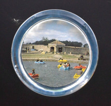 Vintage Glass Paperweight UK Holiday Park Pedalo Scene Yorkshire Coast Holiday