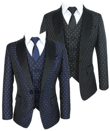 Boys black navy blue dotted - or,