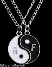 Black & White Chinese Yin Yang Best Friends Forever Pendant Necklace Ying 2 Part