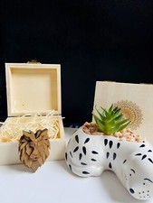 Unique Wooden Lion Brooch -