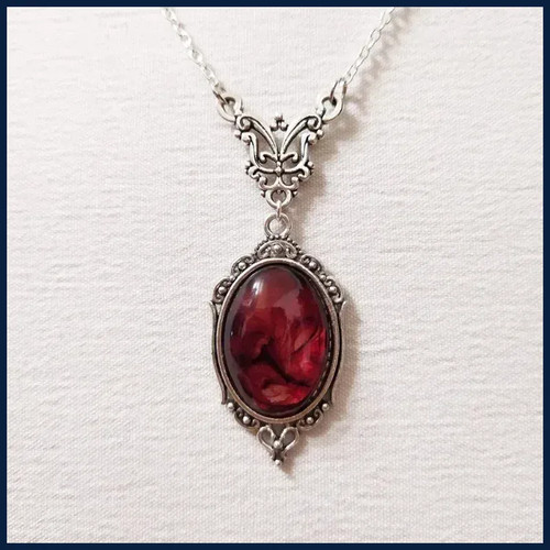 Gothic blood red quartz charm - red,