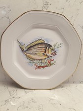 PLATE Tognana Italian porcelain plate fish illustration 9.5" 24cm