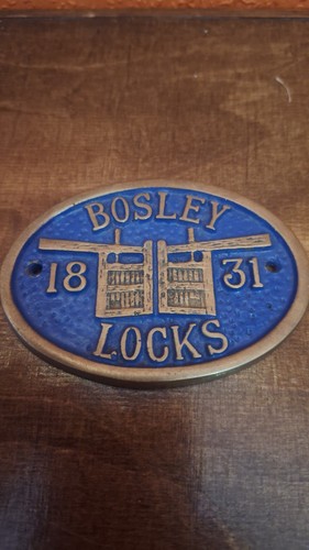 Vintage canal brass plaque - canal,