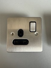 GET Flat Plate 1 Gang Plug Socket Brushed Stainless Steel (3 Available)