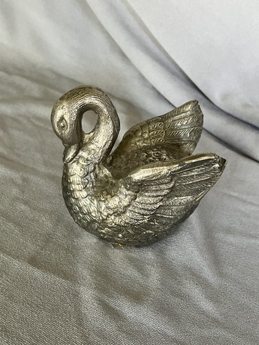 Vintage swan figurine silver - figurine,