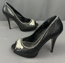BCBG BLACK PEEP TOE HIGH HEEL SHOES - Women's Size EU 39 - UK 6