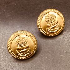 Royal Navy Military Buttons Crown & Anchor Roped Rim x 2 22mm Large 4.8g Brass