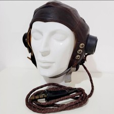 RARE CANADIAN  WW2 RAF FLYING HELMET TYPE C WIRED WITH LOOM RECEIVERS WWII PILOT