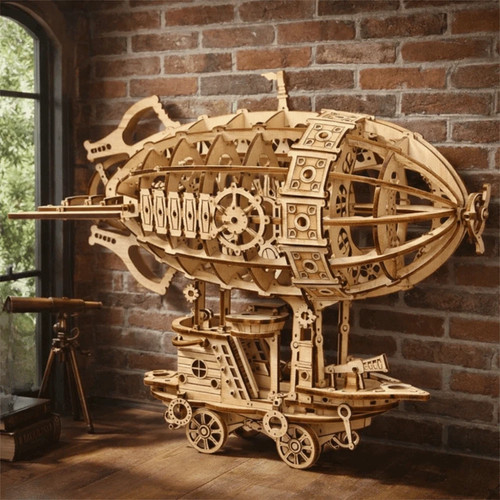 Wooden puzzle airship model - puzzle,