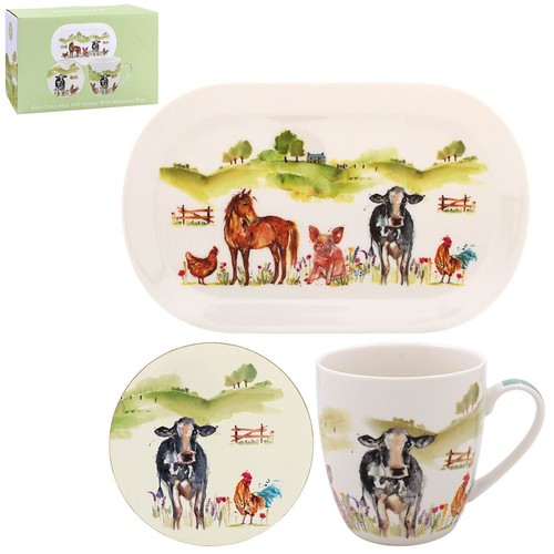 Mug with coaster and - and, tray