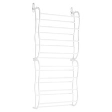 Over Door Shoe Rack White Metal 8 Shelf Storage Organiser Holds 16 Pairs