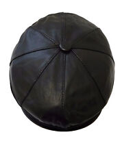 Leather Genuine 100% Sheepskin Men's 8 Panel Flat Cap Soft Elasticated 54CM-56CM