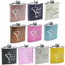 Beautiful Ladies 6oz Hip Flask Stainless Steel Various Glitter Design or Funnel 