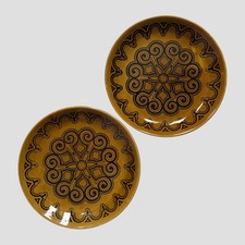 2 x Vintage Biltons Brown Patterned Plate Ironstone 23 cm Made In England 1970s